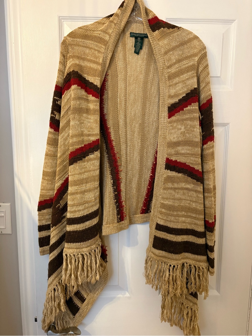 Lauren Ralph Lauren Open-Front Fringe Cardigan Sweater